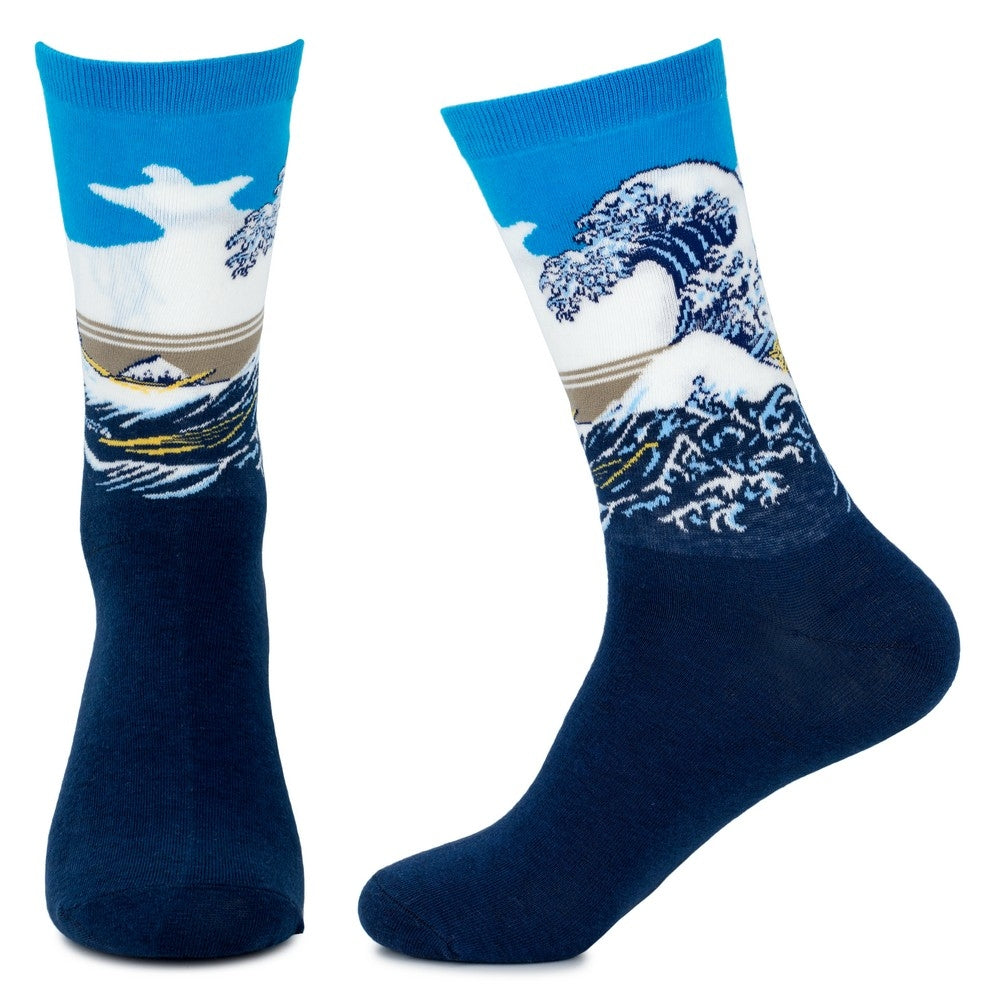 Men's Hokusai The Great Wave of Kanagawa Blue Socks