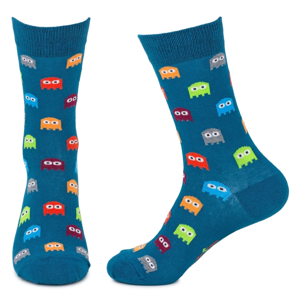 Men's Retro Arcade Ghost Teal Blue Socks