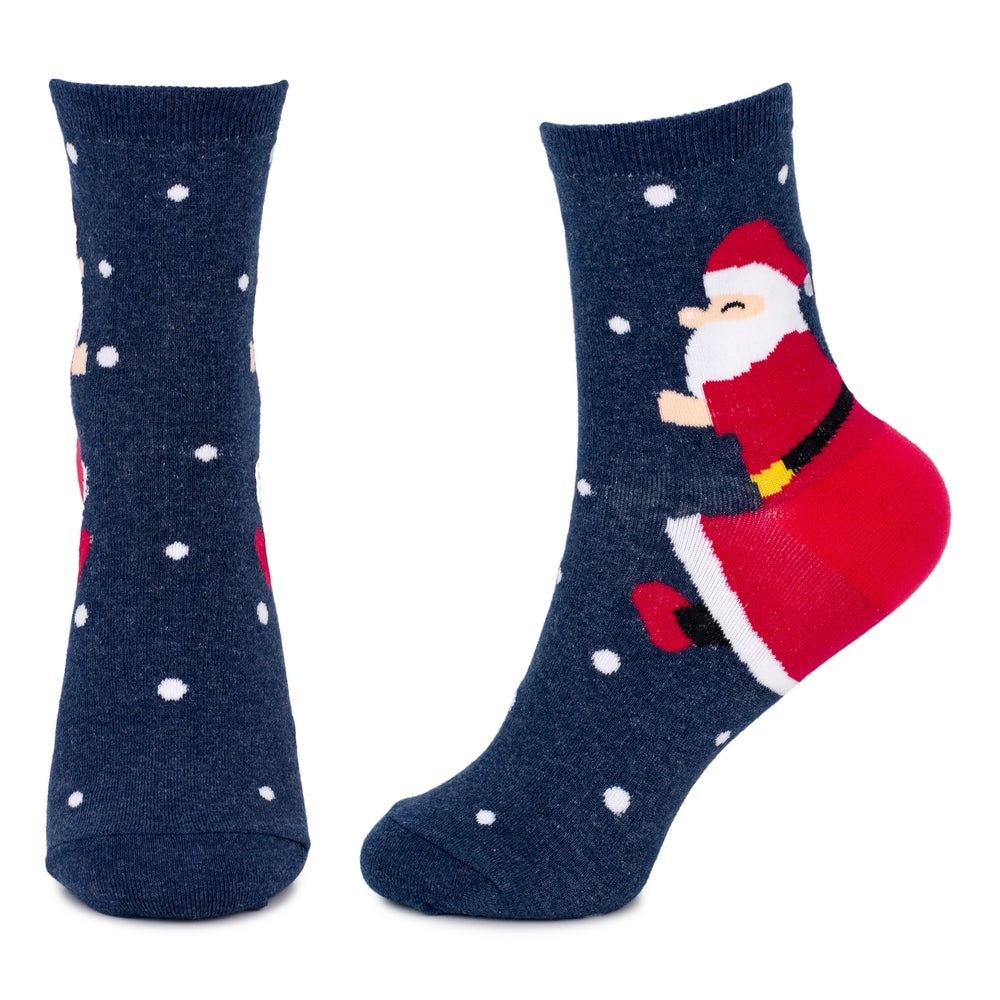 Ladies Santa Heel Socks – Navy Blue