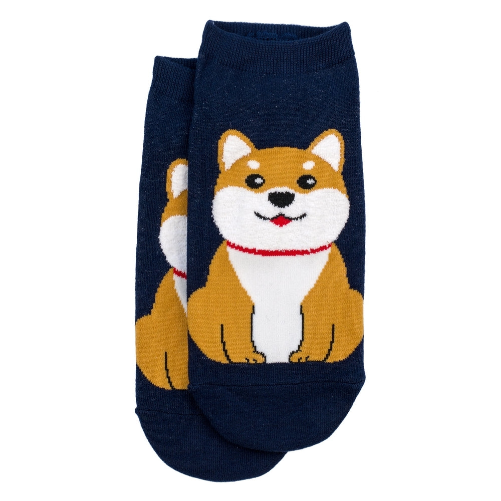 Ladies ankle corgi navy socks made of cotton & spandex