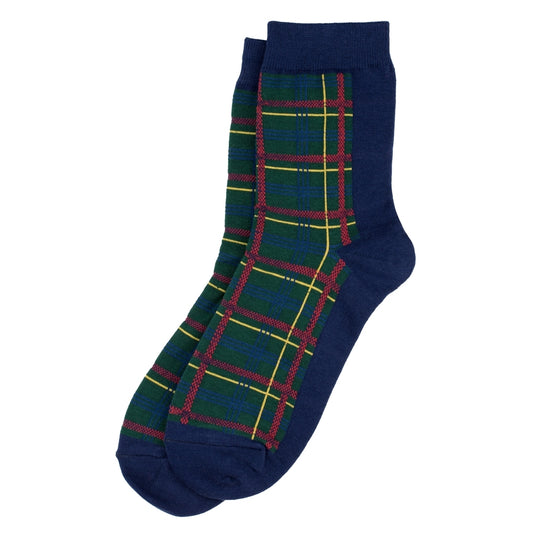 Ladies winter tartan navy check socks made of cotton & spandex