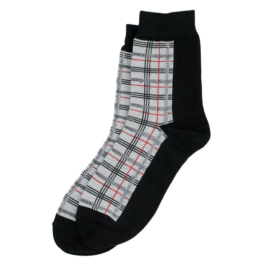 Ladies winter tartan black check socks made of cotton & spandex