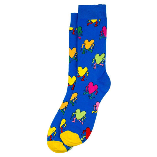 Ladies Inspired By Keith Haring - Untitled (Heart) Blue Socks