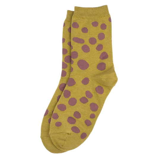 Ladies Dalmatian Spot Khaki Green Socks