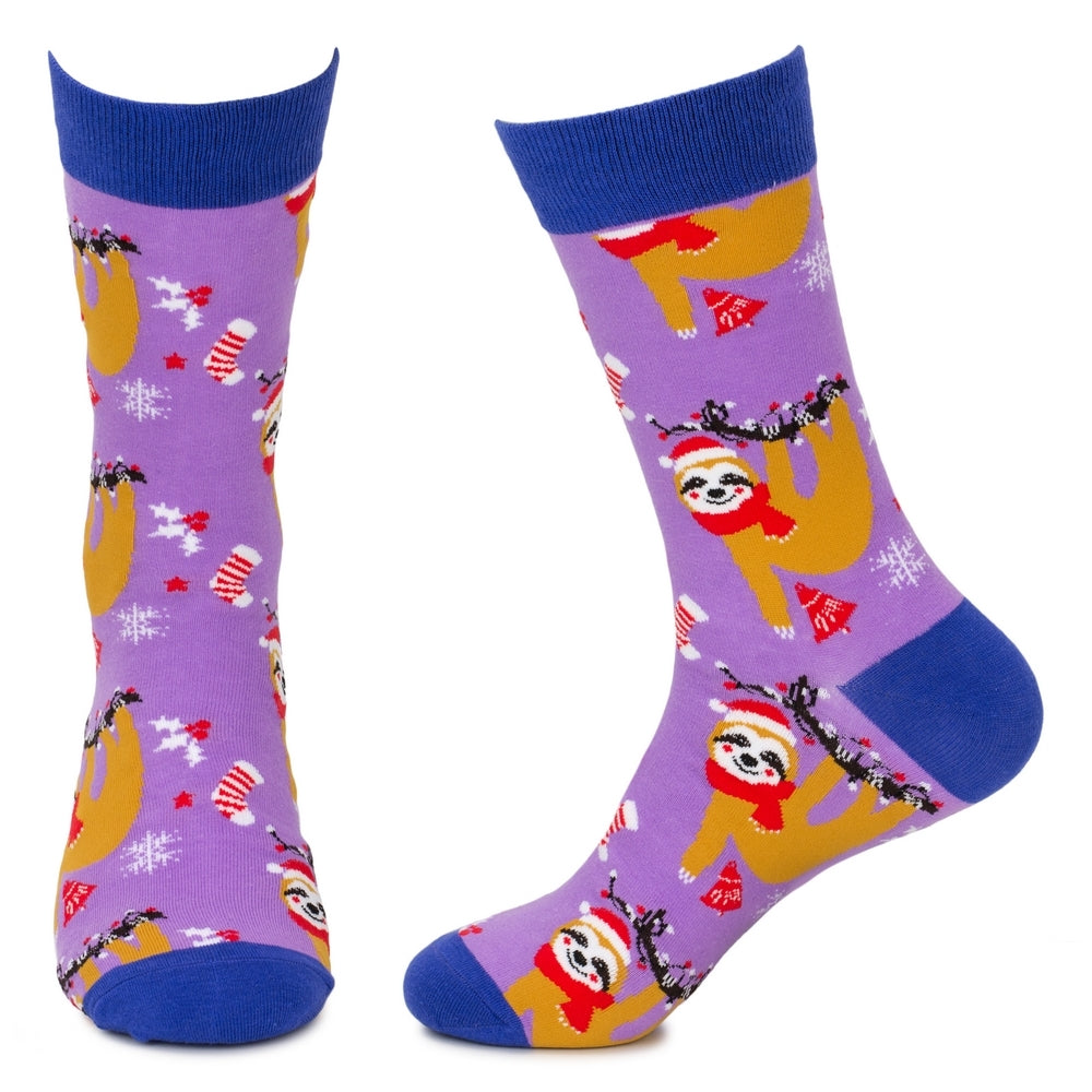 Men's Festive Sloth Christmas Socks – Purple