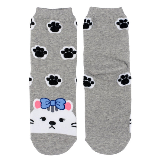 Ladies Kawaii Kitty Paws Grey Socks