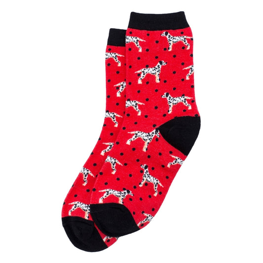 Ladies dalmatian red socks made of cotton & spandex