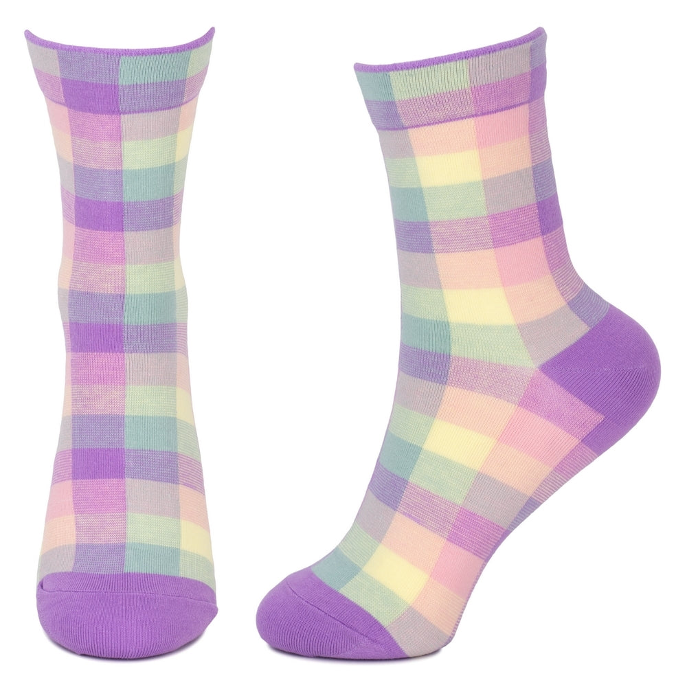 Ladies Spring Lilac Checkers Socks