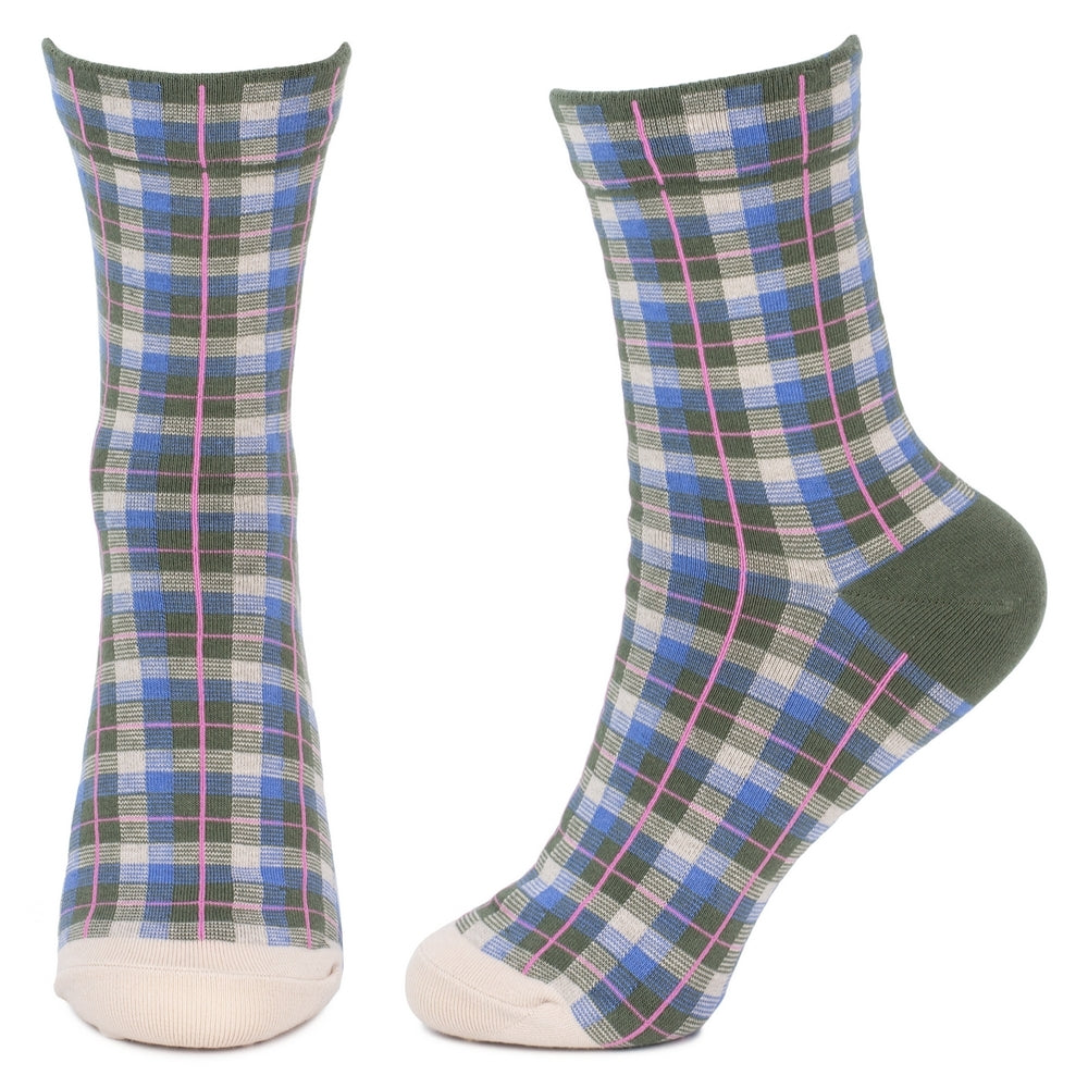 Ladies Tartan Green Checkers Socks
