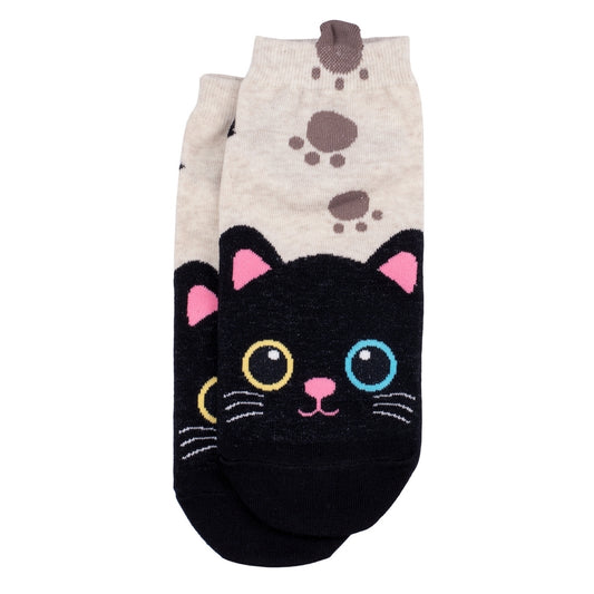 Ladies ankle pussy paws multi socks made of cotton & spandex