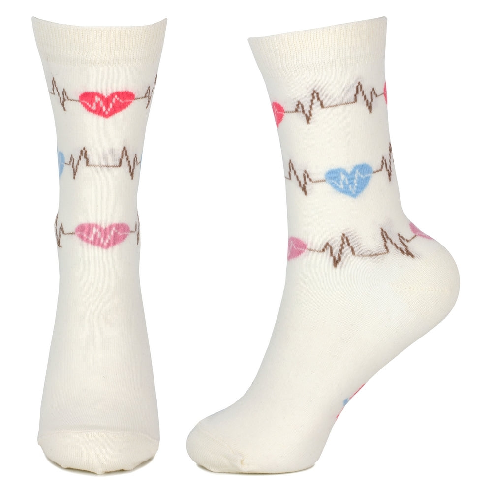 Ladies Heartbeat Cream Socks