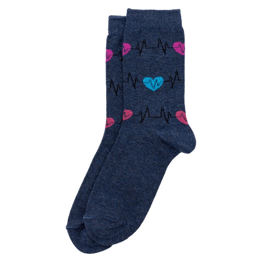 Ladies heartbeat navy socks made of cotton & polyester