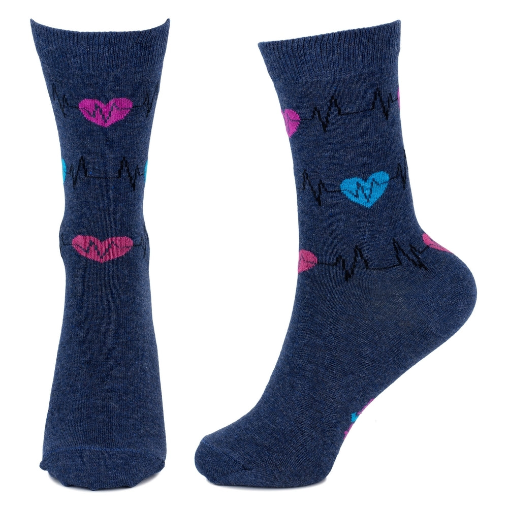 Ladies Heartbeat Navy Socks