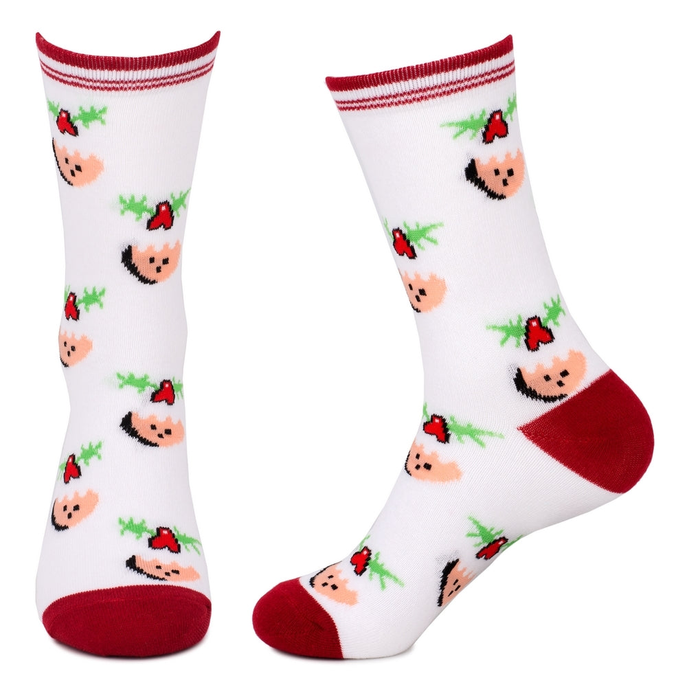 Ladies Perky Pudding Christmas Socks – Off White