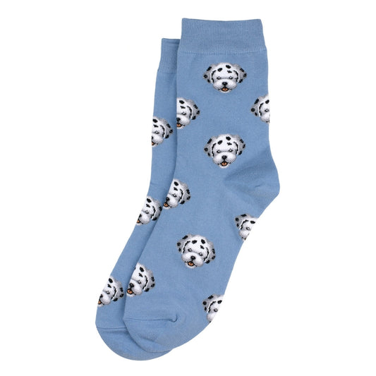 Ladies Dalmatian Dog Blue Socks