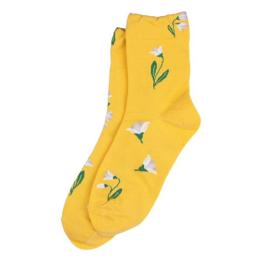 Ladies Sweet Flower Yellow Socks