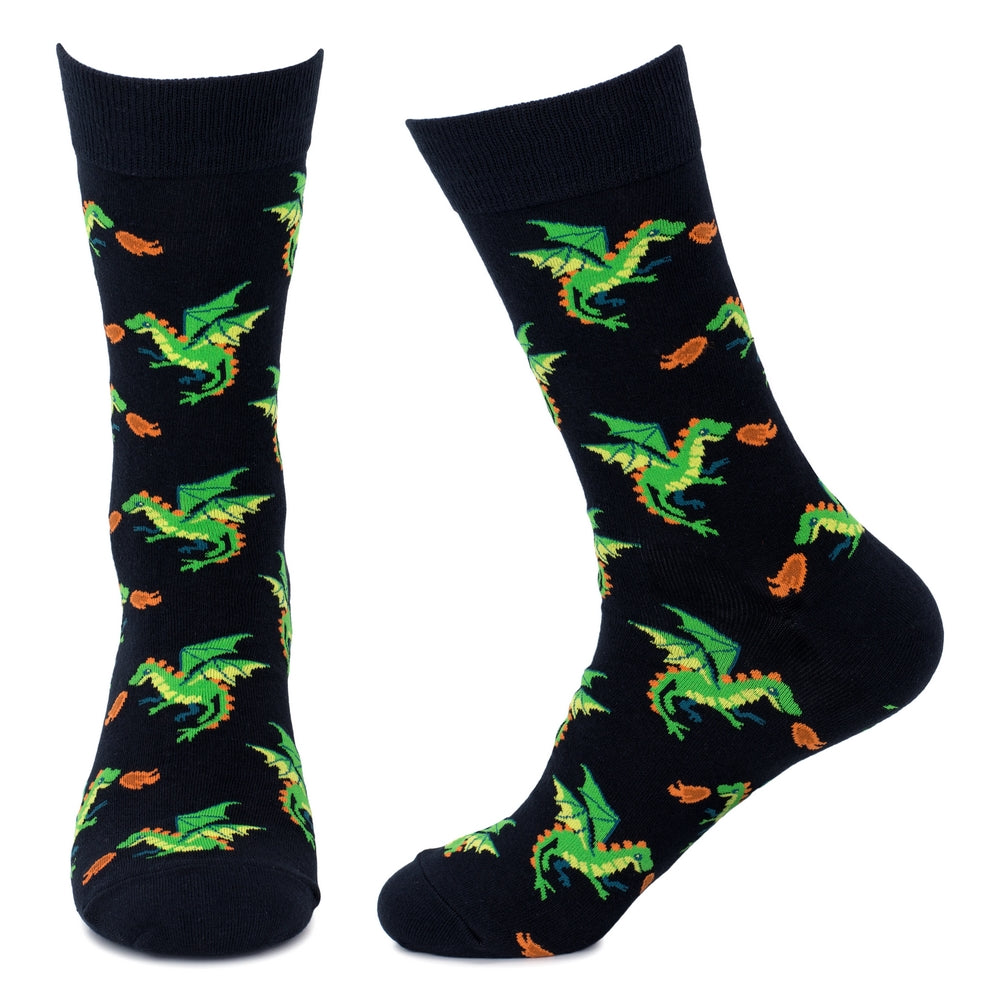 Men's Flaming Dragon Black Socks