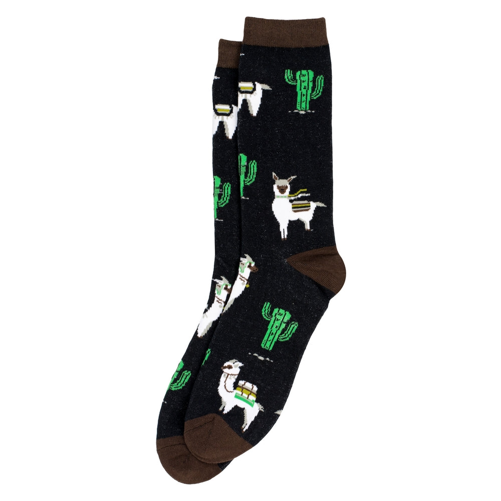 Gents Cactus Llama Black Socks