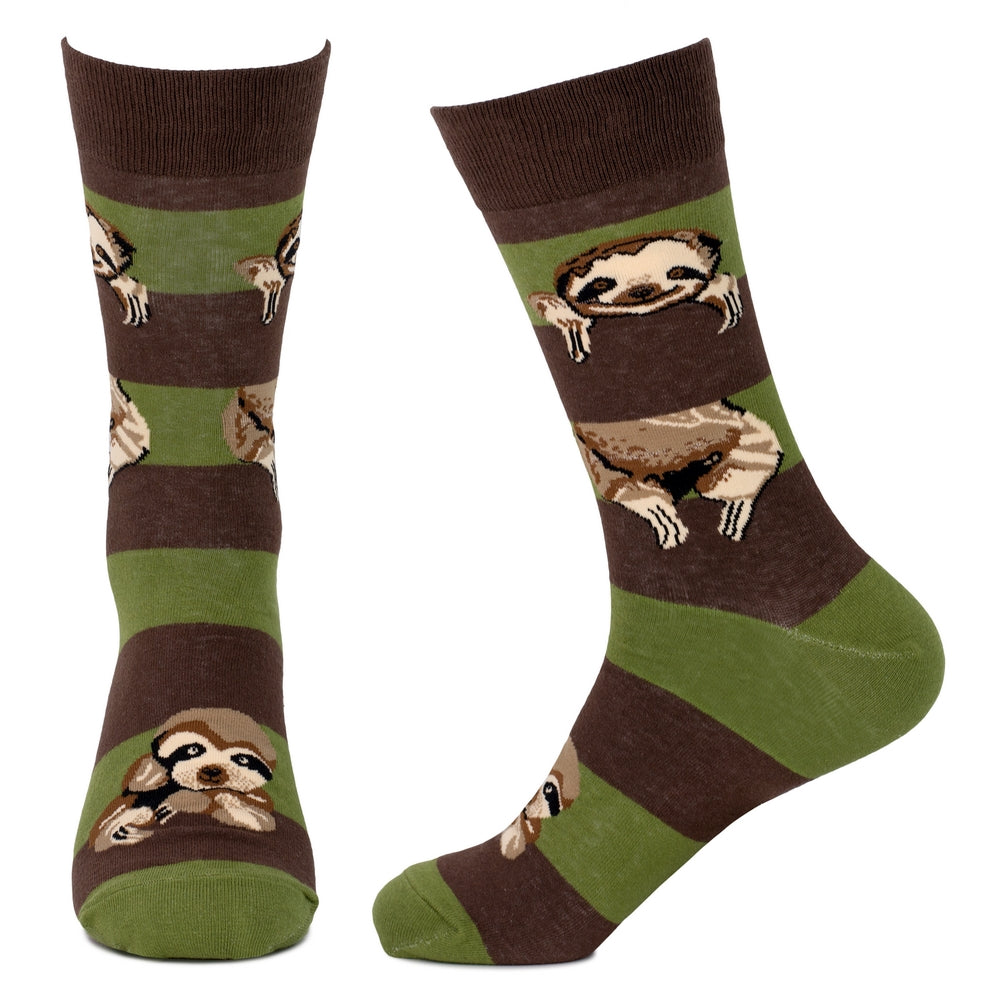 Men's Stripe Sloth Khaki Green Socks