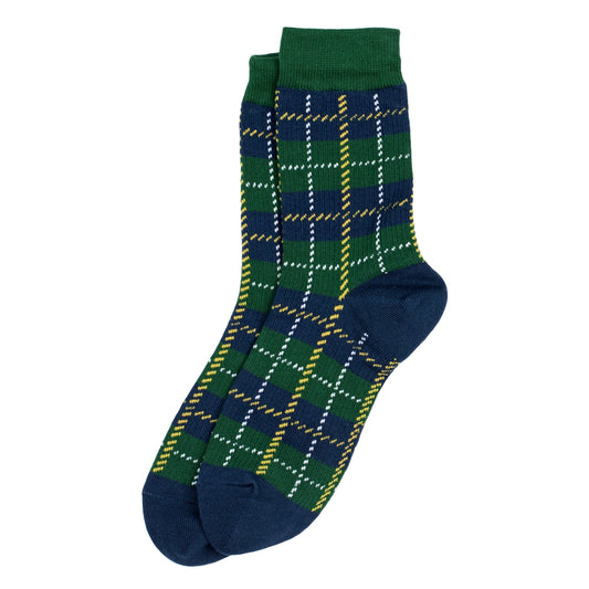 Ladies plaid bottle green socks made of cotton & spandex
