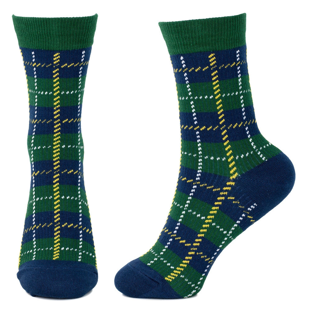 Ladies Plaid Bottle Green Socks