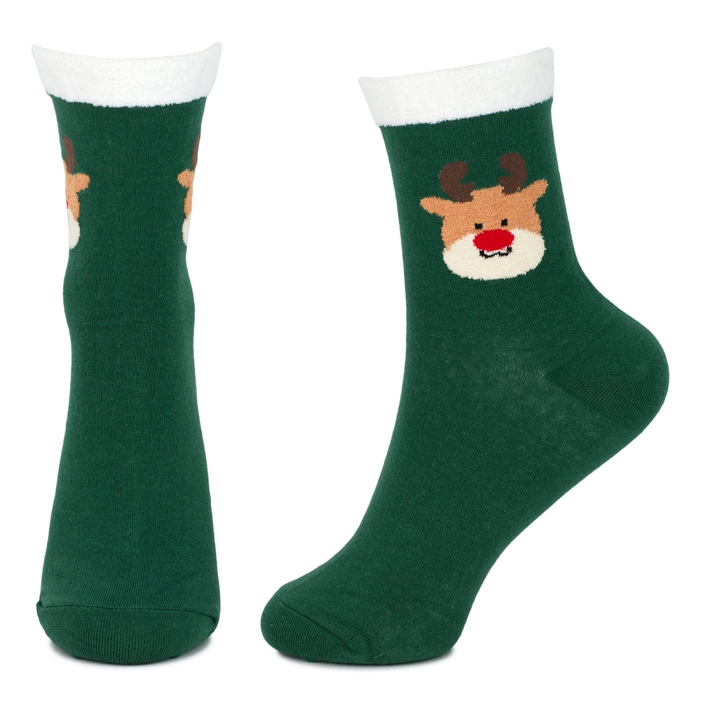Ladies Reindeer Socks – Green