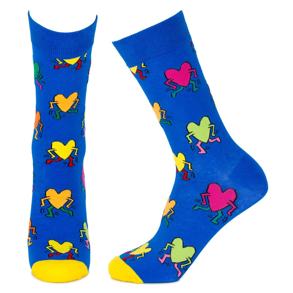 Men's Keith Haring Inspired Untitled (Heart) Blue Socks