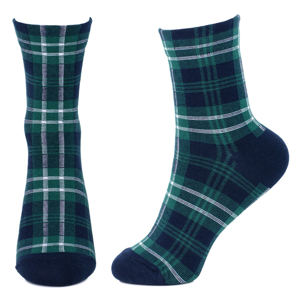 Men's Luxury Green and Navy Tartan Socks