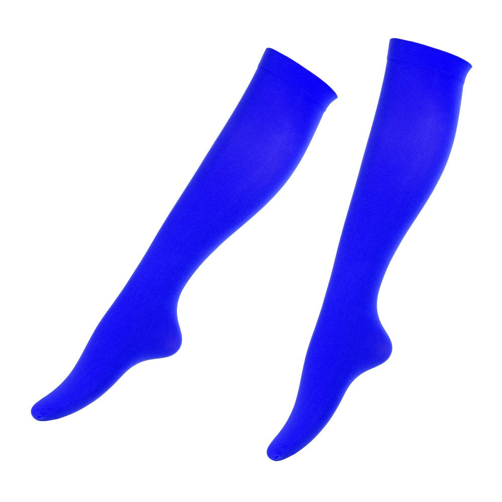 Ladies mary quant inspired over knee royal blue socks made of Nylon