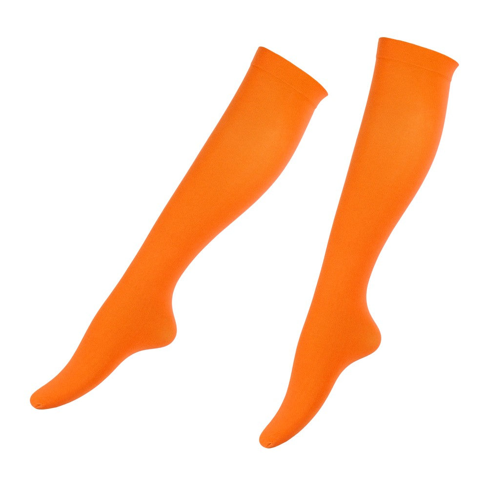 Ladies mary quant inspired over knee orange socks made of Nylon
