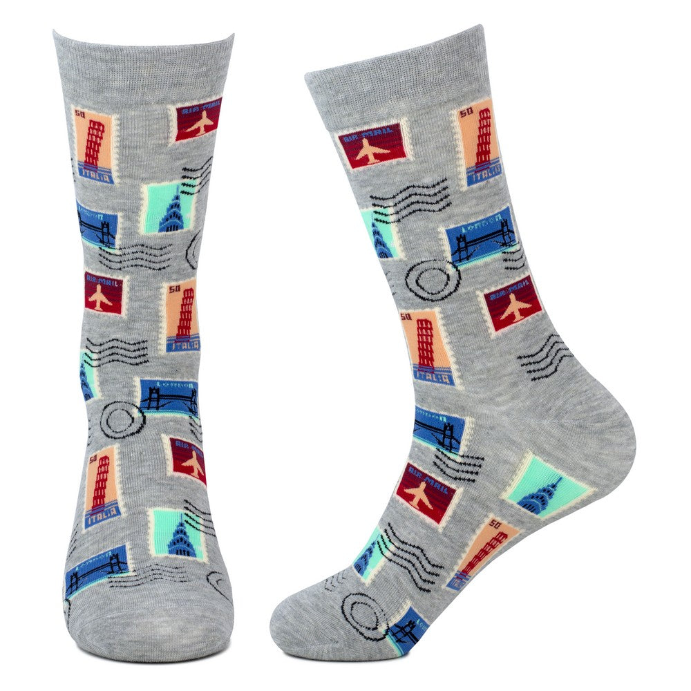 Men's Stamp Collection Grey Socks