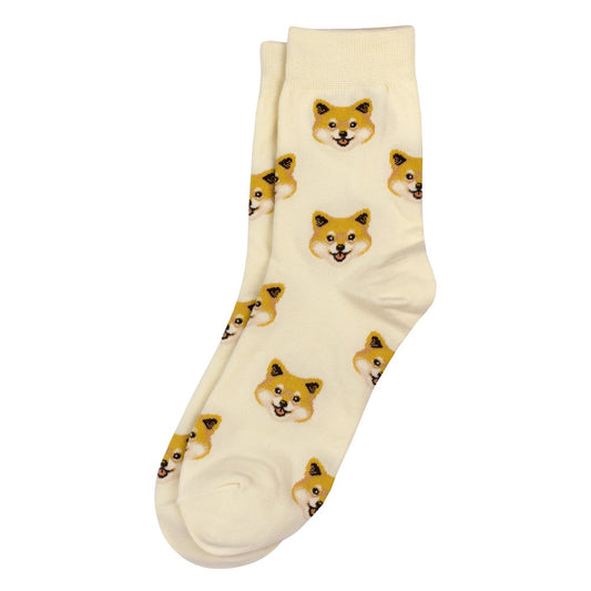Ladies mini dogs corgi off-white socks made of Cotton & Spandex