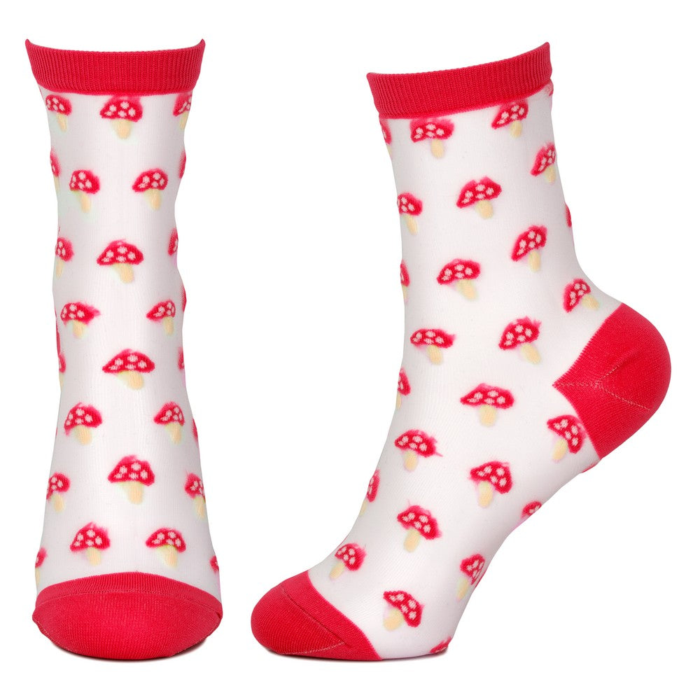 Ladies Sheer Mushroom Red Socks