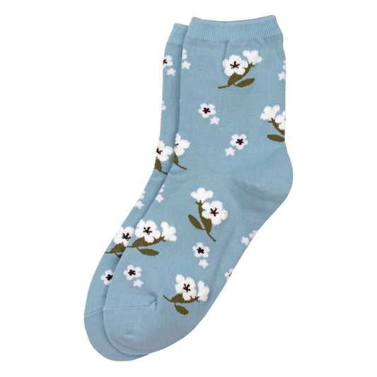 Ladies winter flower blue socks made of Cotton & Spandex