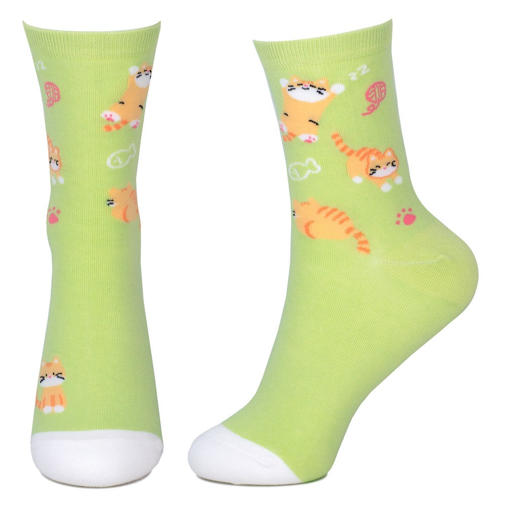 Ladies Cat Nap Green Socks