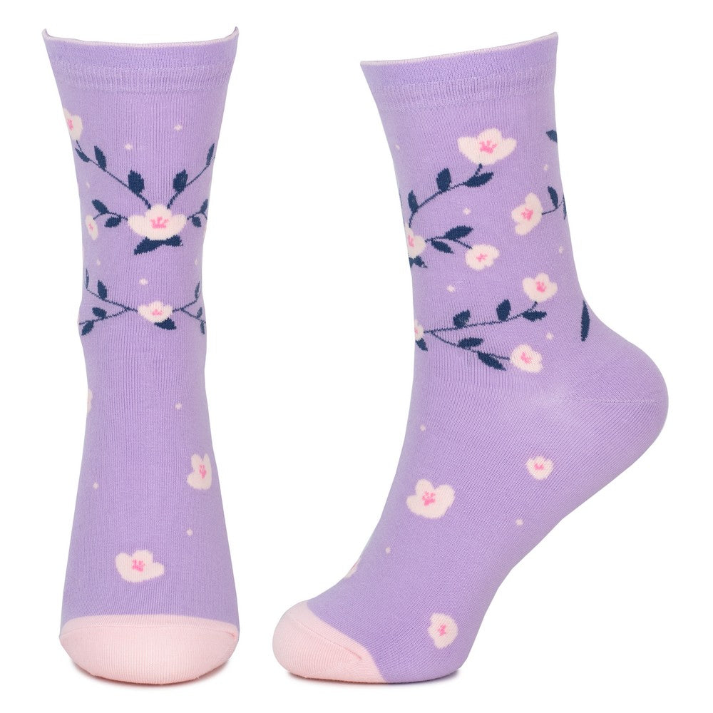 Ladies Frilly Flower Lilac Purple Socks