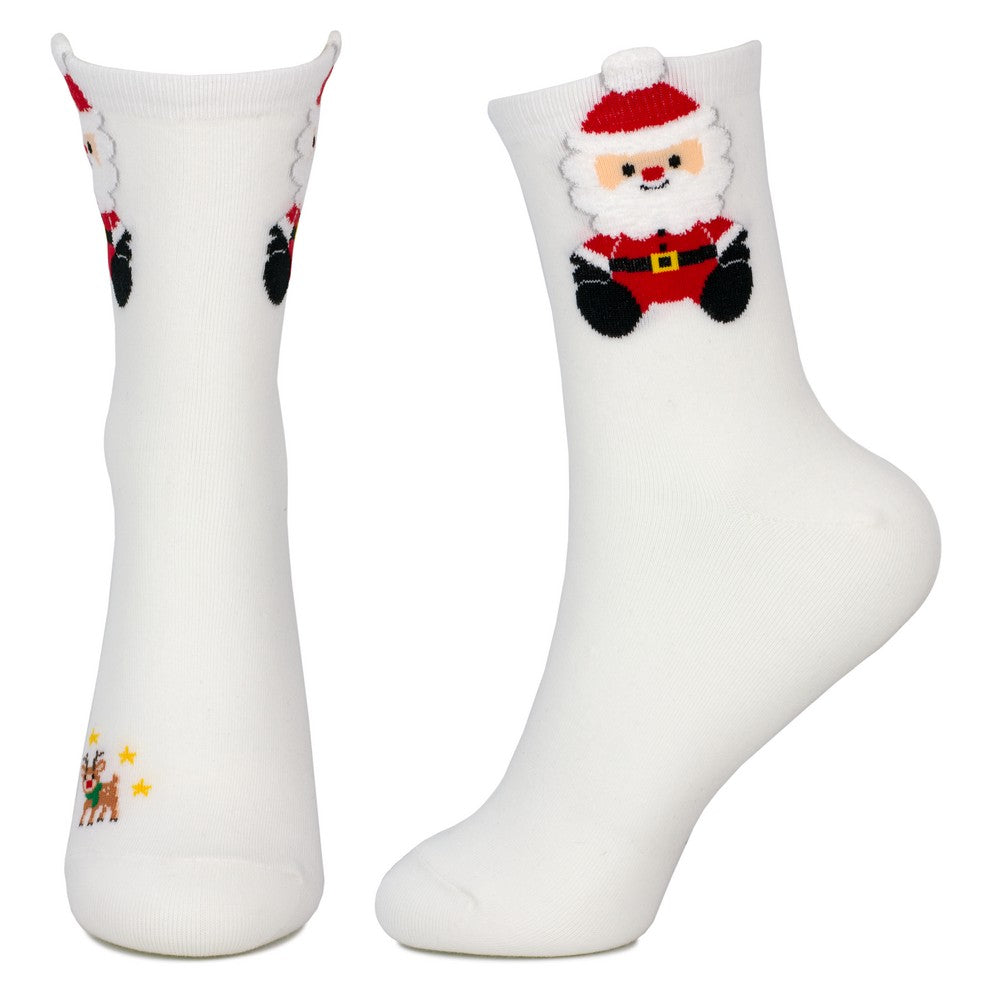 Ladies Merry Christmas Santa Socks – White