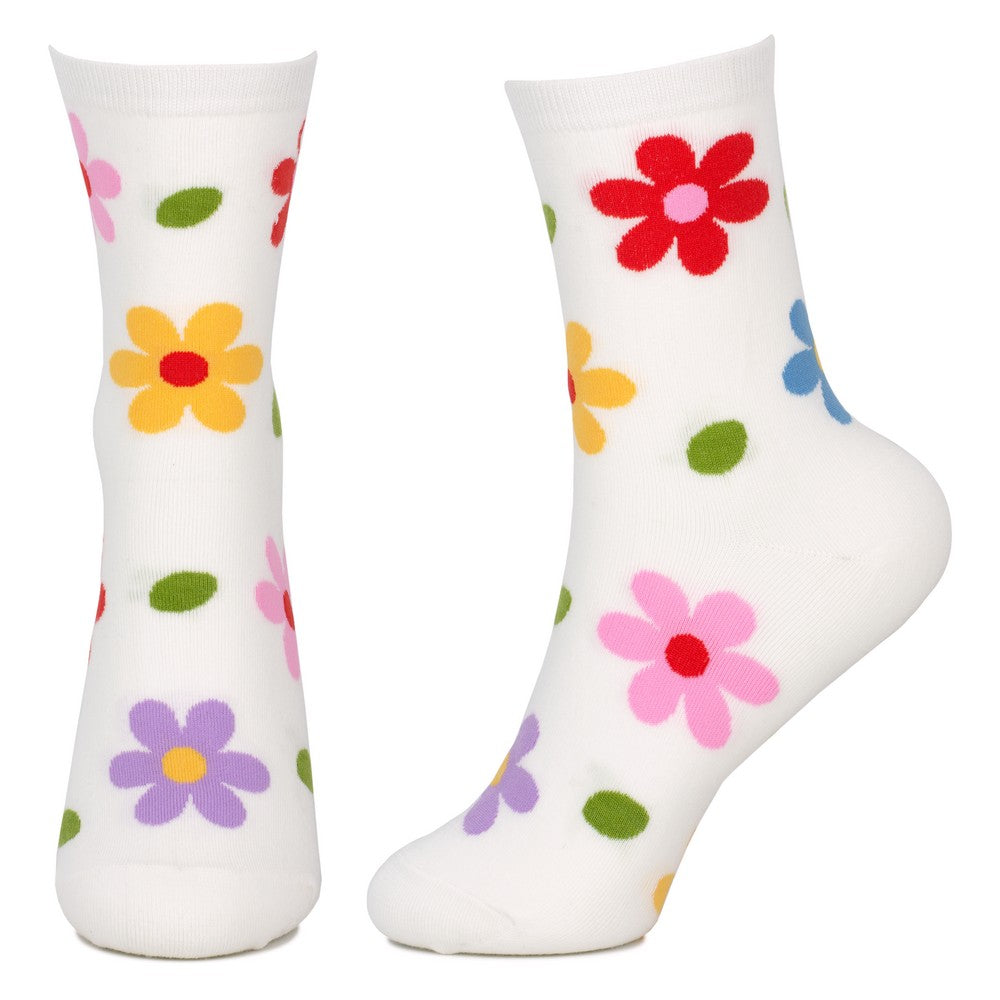 Ladies Fresh Flower White Socks