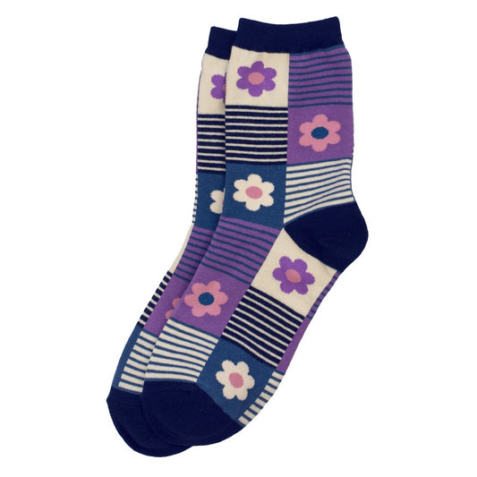 Ladies flower box purple socks made of Cotton & Spandex