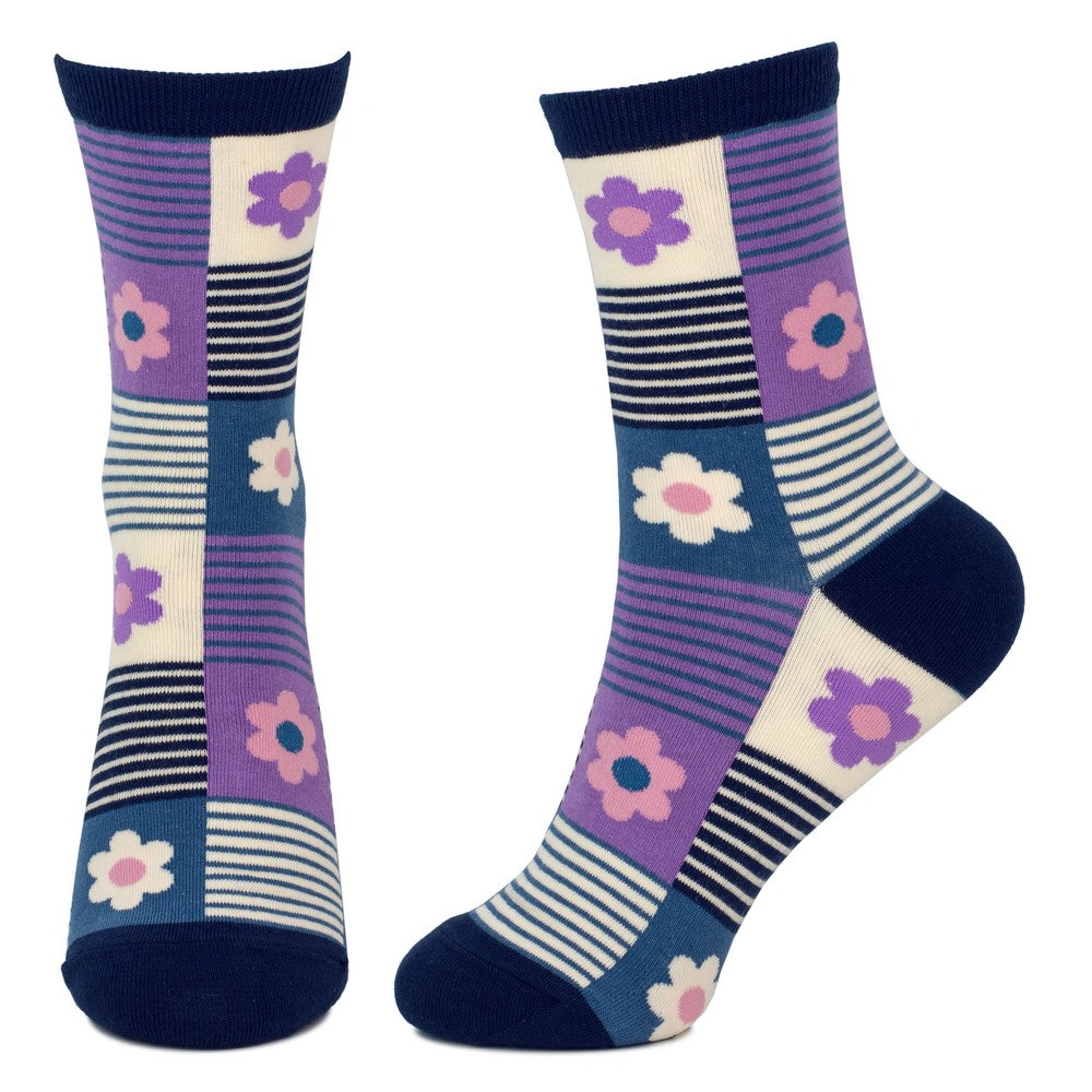 Ladies Flower Box Purple Socks