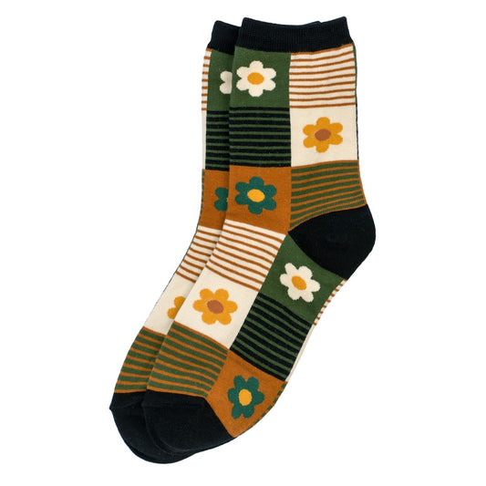 Ladies flower box green socks made of Cotton & Spandex