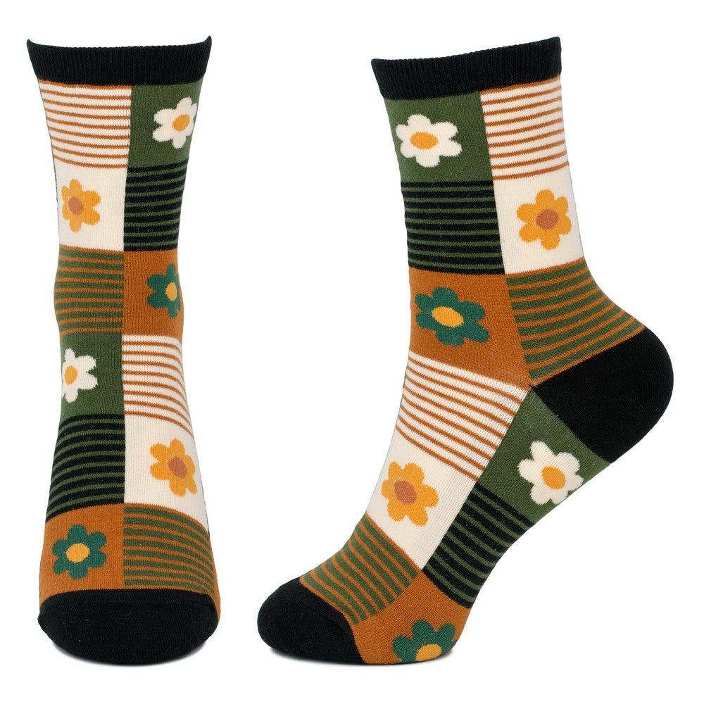 Ladies Flower Box Green Socks