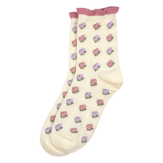 Ladies petit rose cream socks made of Cotton & Spandex