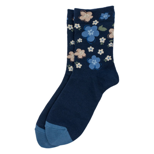 Ladies secret garden navy blue socks made of Cotton & Spandex