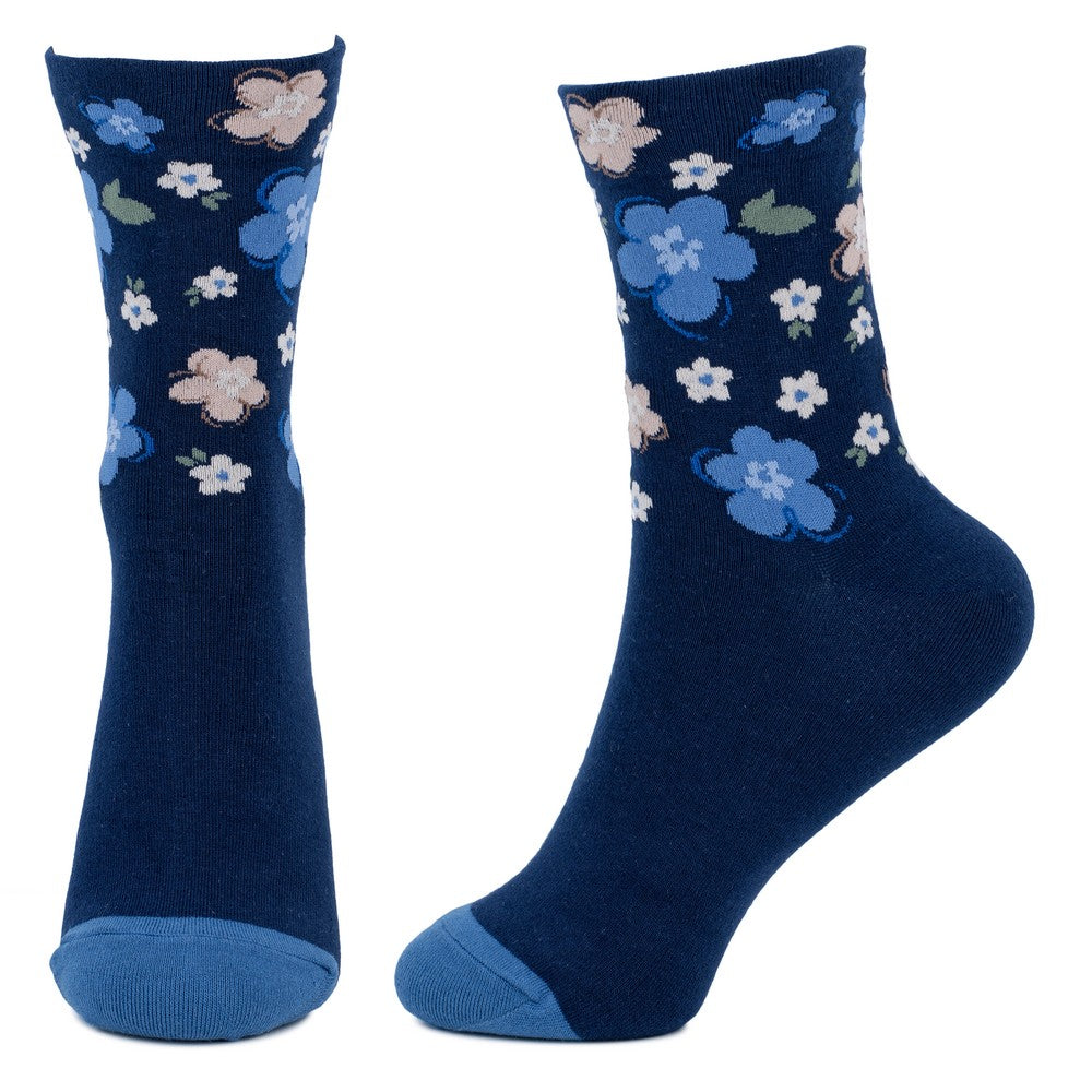 Ladies Secret Garden Navy Blue Socks