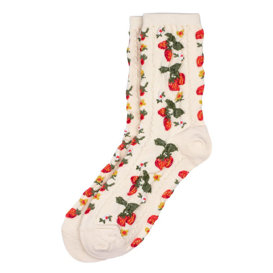 Ladies vintage strawberry beige socks made of Cotton & Spandex