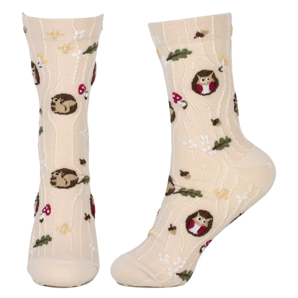 Ladies Woodland Oak Beige Socks