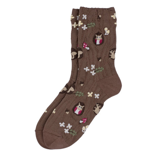 Ladies woodland oak brown socks made of Cotton & Spandex