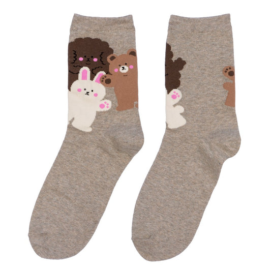 Ladies dancing bear brown socks made of Cotton & Spandex