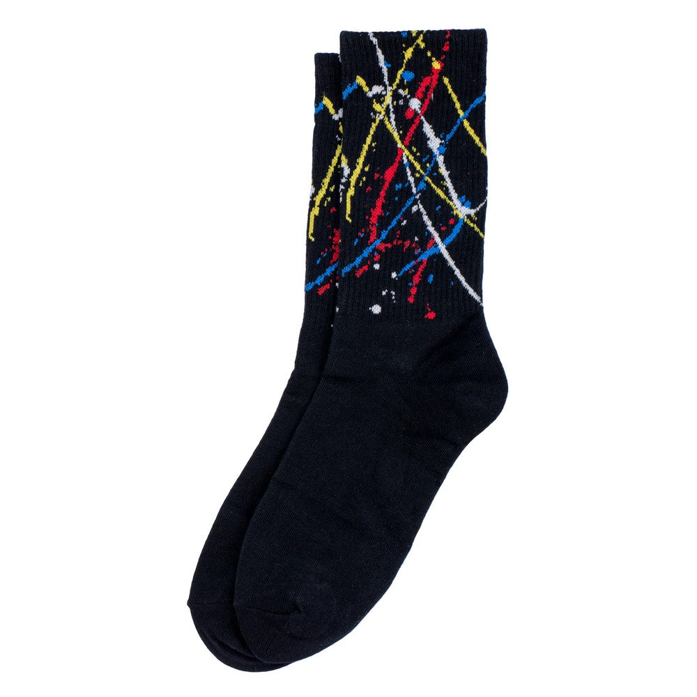 Ladies paint splash black socks made of Cotton & Spandex